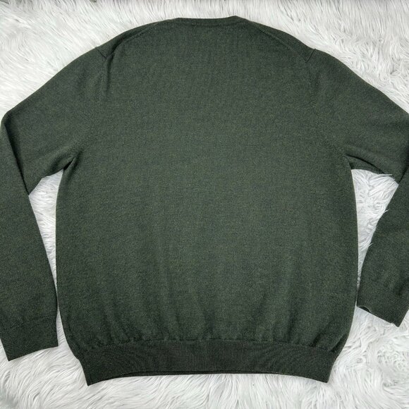 Brooks Brothers Men's Green Merino Wool V-Neck Long Sleeve Preppy Sweater XL/C44 - Picture 4 of 11